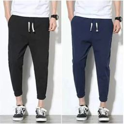 Pack of 2 Men Solid Blue, Black Track Pants-image-86