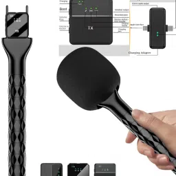 foxne point Wireless Lavalier Microphone Clip-on Mic With Handheld Microphone image 2