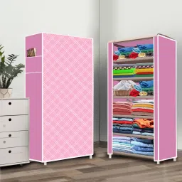 6 Shelf Stars Pattern Printed PVC Collapsible Wardrobe-image-5