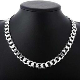 Elegent and Stylish thick Silver chain for mens 20 inches Silver Plated Stainless Steel Chain-image-43