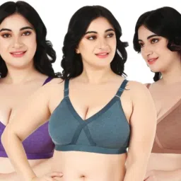 Pack of 3 Women Full Coverage Non Padded Bra-picture-1