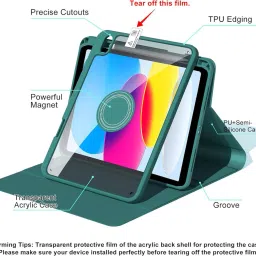TECPHILE HD209T Keyboard Case for iPad 10th Gen 2022 with Touchpad, 7 Colors Backlit Bluetooth Standard Tablet Keyboard Compatible with Desktop, Laptop, Mac multimedia_keys,HD209T image 3