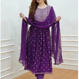 Embroidered Anarkali Kurta, Bottom & Dupatta Set-image-83