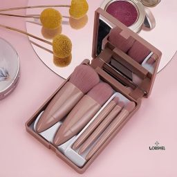 Makeup brush set- 5 in 1 Makeup Brush Set With Mirror Glamour-1