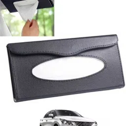 Black Leatherite Rectangle Shape Fancy Design Tissue Dispencer For Car-262 Vehicle Tissue Dispenser-33