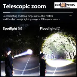 sunaze Rechargeable Search Light With 3 Mode Light Zoomable Head Adjustable Focus LED 5 hrs Torch Emergency Light image 5