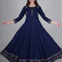 Women Printed Viscose Rayon Flared Kurta-image-8