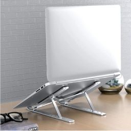 AJFuture Portable Heavy Duty Laptop stand Non-Slip Lap Standing Desk A22 Aluminum Laptop Riser Holder Adjustable Height, Portable ,Foldable STAND A22 Steel Floor and Desk Stand Rotatable Laptop Stand with Adjustable Height Compatible with 26 - 35 cm Laptops-image-82