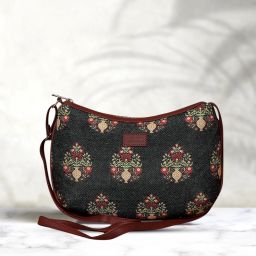 Multicolor Women Shoulder Bag 100% PeTA Approved Vegan Leather Royal Green Mogra Print Shoulder Bag-40