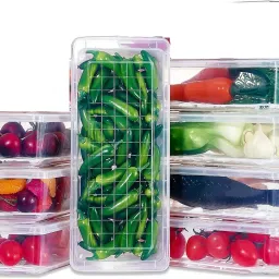 Plastic 8 Plastic Fridge Storage Box Freezer Containers Food Basket Airtight Basket Storage Basket-picture-17