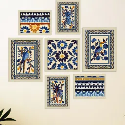 Art Street Indian Art Print Blue Birds with Flower Ritual theme Wall Hanging for Home Decor-picture-16