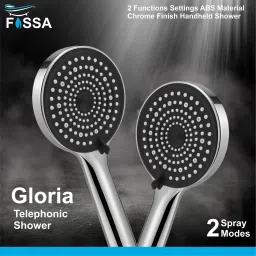fossa Gloria Hand Shower with 2 Spray Setting Modes with 1.5 Mtr SS Hose Pipe , Hook Handheld image 3