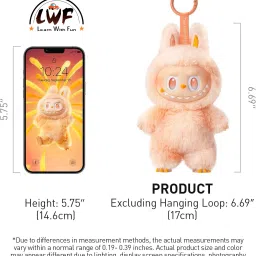 learn with fun Labubu Plush Keychain, Multipurpose Decorative Soft Toy - 17 cm image 2