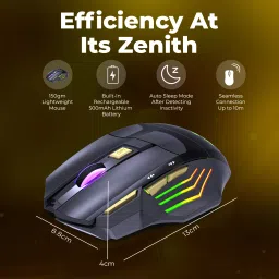 ELECTRO WOLF 7 Color RGB LED Lighting, 7 Buttons with Fire Key, DPI up to 3200 Gold Wireless OpticalGaming Mousewith Bluetooth image 3