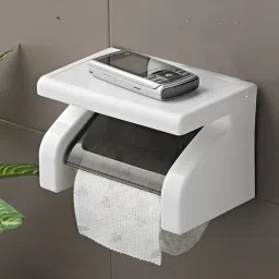 Waterproof Toilet Paper Holder Tissue Roll Stand Box with Shelf Rack Plastic Toilet Paper Holder-image-16