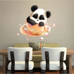 64 cm Wall Stickers Baby Panda In a Cup Wall Sticker (64 cm x 69 cm) Self Adhesive Sticker-image-42