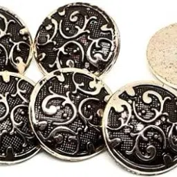 reena 6 pc Carving Pattern Tack Snap Buttons SyntheticGold 2 cm Wide Big Button for Blazers Coats sherwanis Kurta Sets. Copper Bronze Resin Plastic Buttons image 2