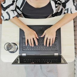 wooden street Geeky Foldable Engineered Wood Breakfast, Study and Laptop Table Wood Portable Laptop Table image 4