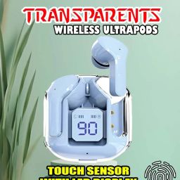 crecro Ultrapod Bluetooth Earbuds Headset Crystal Transparent Design,LED Display BK14 Smart Headphones-10