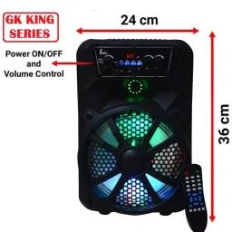 Gk King Series 8-inch Woofer, With Mic, 4 hours Playback With Led Lights,USB Input 80 W Bluetooth Party Speaker image 3