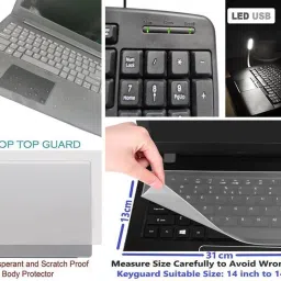 ANJO KeyboardLEDMouse-Pad-3Hub-3n1Clenr-OTG2n1-Ext-LED-Skin-14.6iScrn&KeyGuard&Sleeve Combo Set image 5