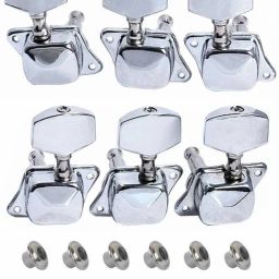 Tuning Peg Silver for Acoustic Guitar Parts Tuners Keys 3R+3L(6 PCS) Automatic Analog Tuner-24