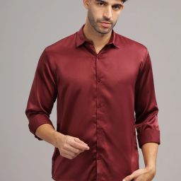 Men Slim Fit Solid Spread Collar Casual Shirt-image-8
