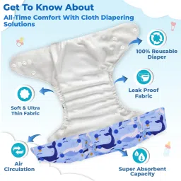 bembika A Plus Printed Cloth Diaper With 3-Layer Micro Fiber inserts for Baby - L image 4