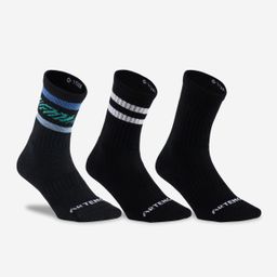 High Tennis Socks RS 500 Tri-Pack - Black/Stripes-image-75