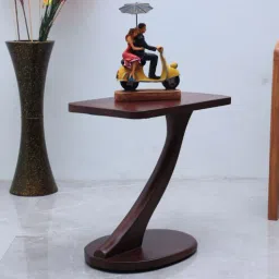 dzyn furnitures Cascade Teak Wood End Table In Brown Colour-picture-5