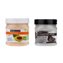 FEELHIGH Papaya Face Scrub & Charcoal Mask 1000ml-25