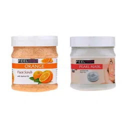 FEELHIGH Set of Orange Face Scrub & Pearl Face Mask - 500 ml each-37
