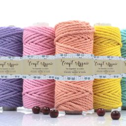 | 3ply Twisted Oragnic Cotton Macrame thread (Each Color 10 Meter, 3mm) | Macrame Thread for Wall Hangers and DIY Projects | Pack of Six-image-27