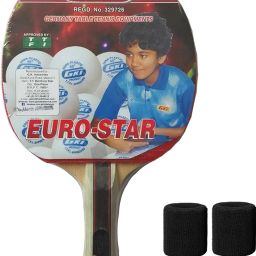 Combo of 3, 1 Euro Star Table Tennis Racquet, 1 Full Cover, 1 Pair Wrist Band Multicolor Table Tennis Racquet-picture-22