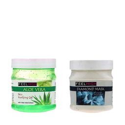 FEELHIGH Aloe Vera Gel 500gm & Diamond Mask 500gm-45