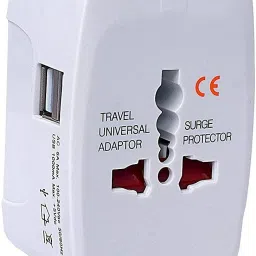 Nij Universal Travel Adapter with Dual USB Charger Ports Worldwide Charger ( White ) Smart Switch-24