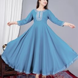 Solid Viscose Rayon Stitched Anarkali Gown-image-98
