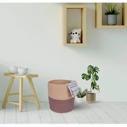 ASTRID Beige & Maroon Solid Foldable Laundry Bag-40