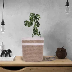 ASTRID Beige Self Design Jute Basket-17