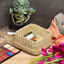 HABERE INDIA Beige Grass Handcrafted Storage Basket-30