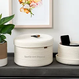 Textile and Beyond White 2 Pieces Jute Tote Basket-image-15