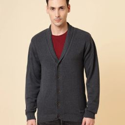 Men Solid V Neck Blue Sweater-image-59
