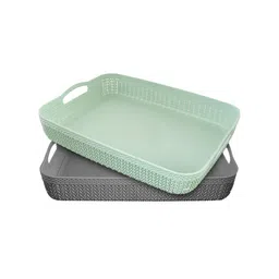 Kuber Industries Set Of 4 Green & Grey Textured Multi utility Baskets image 3