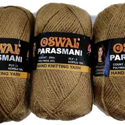 Oswal parasmani Wool Hand Knitting Soft Fingering Crochet Hook Colour (100GMS Each) 600GMS Shade no.16-image-21