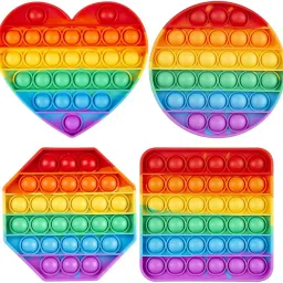 Push Pop it Fidget Toy pop it Combo pop it Fidget Toy Under Stress Relief Toys & Anti-Anxiety Sensory Bubble Toys Set for Autism to Relieve Stress (4 Pack Rainbow Multishape )-15