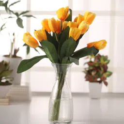 fourwalls Yellow Polyester Tulips Artificial Flowers-picture-39