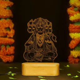 viyapaari Panchmukhi Hanuman ji 3D Illusion Night Lamp with 16 Color Changing Table Lamp image 2