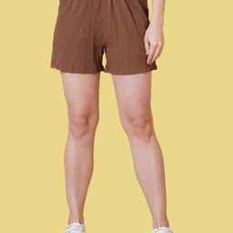kasendra Solid Women Brown Casual Shorts-picture-19