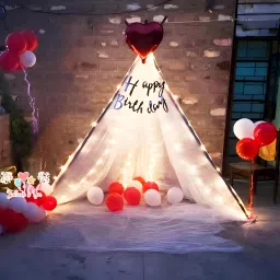 Solid White Net Curtain For Birthday Decoration For Boys, Girl, Husband, Wife Balloon-3