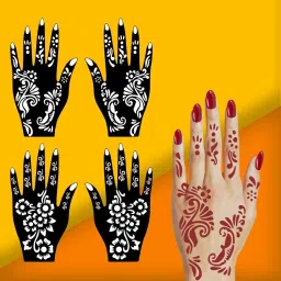 Stylish Combo Mehndi Stencil Stickers for Party Ready Hands Pack Of 2-image-91